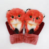 Image of Eco-fur Animal Mittens Hand-knitted Gloves - Threads and Metal