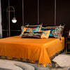 Image of Omera Embroidered Tassel Rounded Jacquard Satin Duvet Cover Set