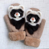 Image of Eco-fur Animal Mittens Hand-knitted Gloves - Threads and Metal 