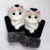 Image of Eco-fur Animal Mittens Hand-knitted Gloves - Threads and Metal 