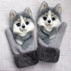 Image of Eco-fur Animal Mittens Hand-knitted Gloves - Threads and Metal 
