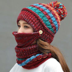 3PCS Handmade Women Winter Scarf Set - Threads and Metal 