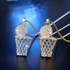 Iced Out Basketball Hoop Pendant & Chain