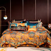 Image of Omera Embroidered Tassel Rounded Jacquard Satin Duvet Cover Set