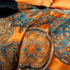 Image of Omera Embroidered Tassel Rounded Jacquard Satin Duvet Cover Set